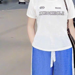 Đồ bộ quần dài jean áo tăm lạnh in chữ - DBO4353