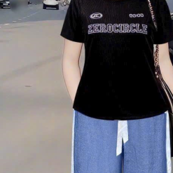 Đồ bộ quần dài jean áo tăm lạnh in chữ - DBO4353