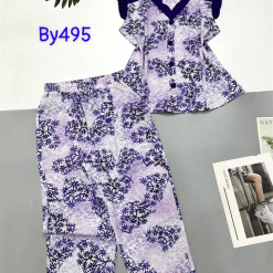 Đồ bộ mango áo sát nách bèo cổ chữ v in hoạ tiết - DBO4357