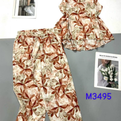 Đồ bộ mango áo sát nách cổ tròn in hình bông - DBO4360