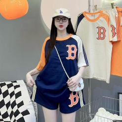 Đồ bộ quần đùi áo tay ngắn in chữ B trước và sau áo - DBO4361