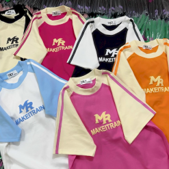 Áo Thun Nữ Cổ Tròn Baby Tee Tay Viền Sọc In Chữ Nổi MR AH787 - AG1238