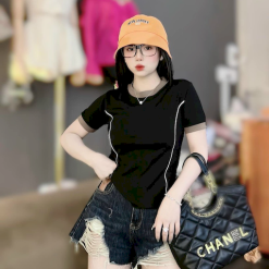 Áo Thun Nữ Cổ Tròn Baby Tee Trơn Viền Sọc Eo Mạc AH787 - AG1240