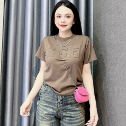 Áo Thun Nữ Cổ Tròn Baby Tee In Dập Nổi Chữ ICE Mạc AH787 - AG1257