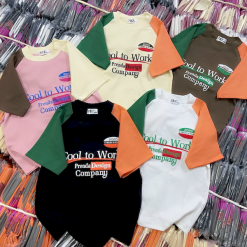 Áo Thun Nữ Trơn Cổ Tròn Baby Tee Tay Phối Hai Màu In Chữ Mạc AH787 - AG1260