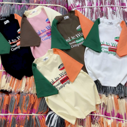 Áo Thun Nữ Trơn Cổ Tròn Baby Tee Tay Phối Hai Màu In Chữ Mạc AH787 - AG1260