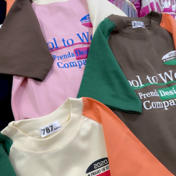 Áo Thun Nữ Trơn Cổ Tròn Baby Tee Tay Phối Hai Màu In Chữ Mạc AH787 - AG1260