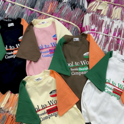 Áo Thun Nữ Trơn Cổ Tròn Baby Tee Tay Phối Hai Màu In Chữ Mạc AH787 - AG1260