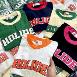 Áo Thun Nữ Trơn Cổ Tròn Baby Tee In Chữ HOLIDE Mạc AH787 - AG1261