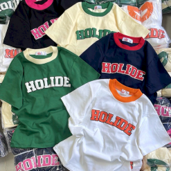 Áo Thun Nữ Trơn Cổ Tròn Baby Tee In Chữ HOLIDE Mạc AH787 - AG1261