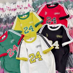 Áo Thun Nữ Trơn Cổ Tròn Baby Tee Tay Viền Sọc In Số 24 Mạc AH787 - AG1262