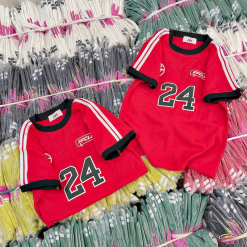 Áo Thun Nữ Trơn Cổ Tròn Baby Tee Tay Viền Sọc In Số 24 Mạc AH787 - AG1262