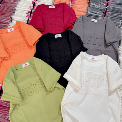 Áo Thun Nữ Cổ Tròn Baby Tee In Dập Nổi Chữ BOSTON Mạc AH787 - AG1264