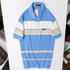 Áo Thun Sọc Nam Trung Niên Phối Sọc Màu Cổ Bẻ Có Túi Thun Cotton (Có size 3x) - AS055