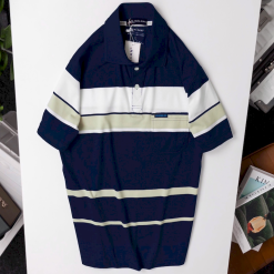 Áo Thun Sọc Nam Trung Niên Phối Sọc Màu Cổ Bẻ Có Túi Thun Cotton (Có size 3x) - AS055