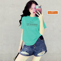 Áo Thun Nữ Cổ Tròn Form Vừa In Chữ New Memories Size M(40-60kg) - AG1266