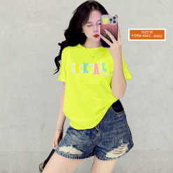 Áo Thun Nữ Cổ Tròn Form Vừa In Chữ Cocltail Size M(40-60kg) - AG1267