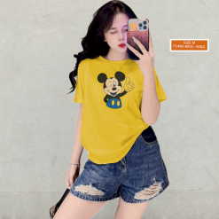 Áo Thun Nữ Cổ Tròn Form Vừa In Hình Chuột Micley Size M(40-60kg) - AG1269