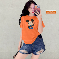 Áo Thun Nữ Cổ Tròn Form Vừa In Hình Chuột Micley Size M(40-60kg) - AG1269