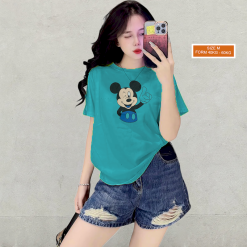 Áo Thun Nữ Cổ Tròn Form Vừa In Hình Chuột Micley Size M(40-60kg) - AG1269
