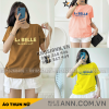 Áo Thun Nữ Cổ Tròn Form Vừa In Chữ LA Belle Size M(40-60kg) - AG1274