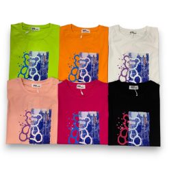 Áo Thun Nữ Cổ Tròn Form Vừa In Hình Viền Gấu Teddy M(40-60kg) - AG1276