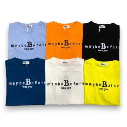 Áo Thun Nữ Cổ Tròn Form Vừa In Chữ Maybe Size M(40-60kg) - AG1280