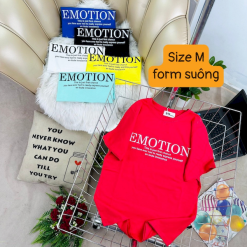 Áo Thun Nữ Cổ Tròn Form Vừa In Chữ EMOTION Size M(40-60kg) - AG1281