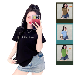 Áo Thun Nữ Cổ Tròn Form Vừa In Chữ I don't know Size M(40-60kg) - AG1283