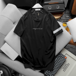 Áo Thun Nam Cổ Tròn Tay Viền Sọc In Chữ Orgirinal - AB509