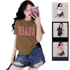 Áo Thun Nữ Cổ Tròn Form Vừa In Chữ HIADA Size M(40-60kg) - AG1284