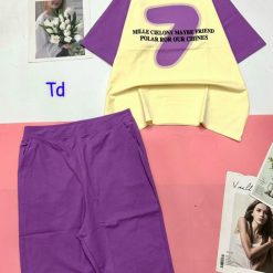 Đồ bộ quần lửng áo tay ngắn cổ tròn in số 7 - DBO4368