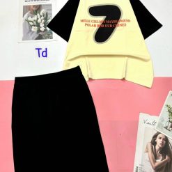 Đồ bộ quần lửng áo tay ngắn cổ tròn in số 7 - DBO4368