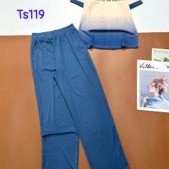 Đồ bộ tăm lạnh quần dài áo cổ tròn tay ngắn in chữ NEWYORK - DBO4369