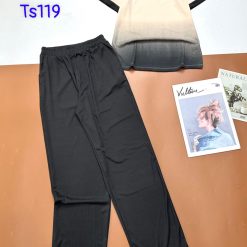 Đồ bộ tăm lạnh quần dài áo cổ tròn tay ngắn in chữ NEWYORK - DBO4369