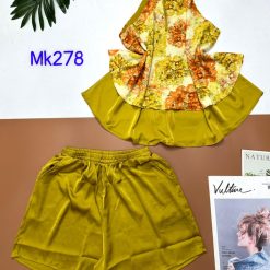 Đồ bộ mango siêu mát quần đùi trơn áo hai dây - DBO4370