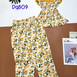 Đồ bộ mango áo sát nách bèo cổ kiểu in bông - DBO4371