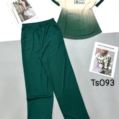 Đồ bộ tăm lạnh quần dài áo cổ tròn tay ngắn in chữ VALUE - DBO4373