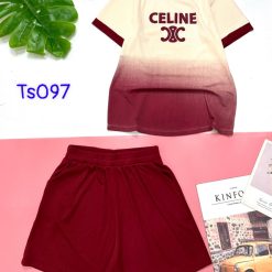 Đồ bộ quần đùi áo tay ngắn in chữ CELINE - DBO4374