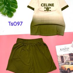 Đồ bộ quần đùi áo tay ngắn in chữ CELINE - DBO4374