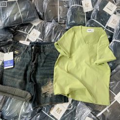 Áo thun nữ cổ tim trơn Baby Tee ôm body từ 35kg - 55kg - AG1289