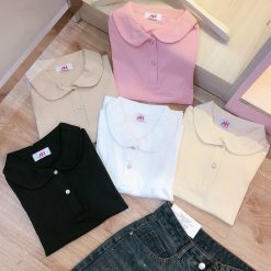 áo thun nữ cổ bẻ trơn form vừa (40-60kg) - AG1290