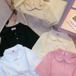 áo thun nữ cổ bẻ trơn form vừa (40-60kg) - AG1290