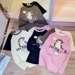 Áo thun nữ Baby Tee ôm body từ 35kg - 55kg in hình bé gái - AG1291