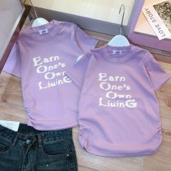 Áo thun nữ Baby Tee ôm body từ 35kg - 55kg in chữ Earn One - AG1295