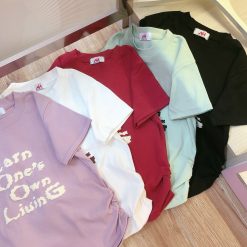 Áo thun nữ Baby Tee ôm body từ 35kg - 55kg in chữ Earn One - AG1295