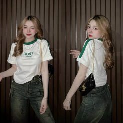 Áo thun nữ Baby Tee ôm body từ 35kg - 55kg in chữ DONT - AG1296