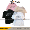 Áo thun nữ Baby Tee ôm body từ 35kg - 55kg in chữ JUSTUS - AG1297