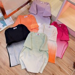 Áo thun nữ Baby Tee loang 2 màu chữ nổi ôm body từ 35kg - 55kg - AG1299