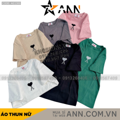 Áo thun nữ Baby Tee ôm body từ 35kg - 55kg in hình trái tim chữ A - AG1300